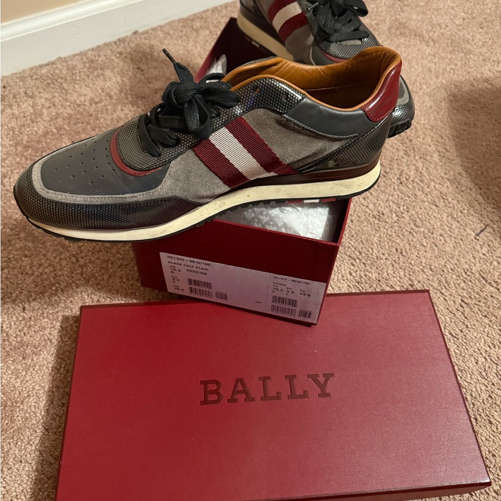 Bally Men's Charcoal and Burgundy Sneakers